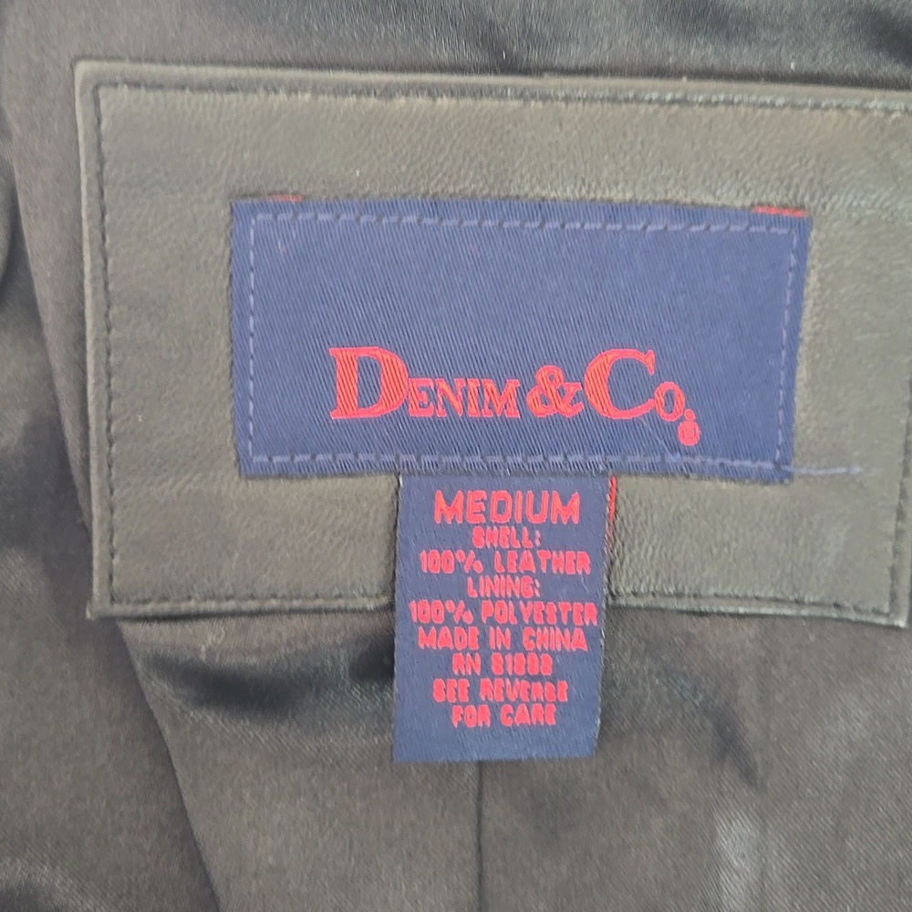Denim & Co Black Leather Blazer Jacket – Classic Timeless Outerwear Medium Y2K - Picture 4 of 4